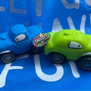 *Squishy* Blue & Green Kids Toy Cars - Soft Squeeze Vehicles